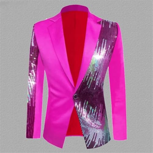 Men's Color Block Suit Jacket Lightweight Slim Fit Performance Coat for Club or Host Event Wear2