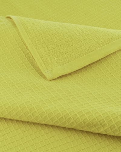 Image of Casa Copenhagen, Egyptian Cotton - Waffle Terry Towel 4 Piece 100% Cotton Large Bath Towel Set - Lime Green