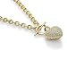 BERRICLE Gold Plated Base Metal Heart Toggle Fashion Pendant Necklace 18"