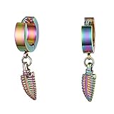 JewelryWe Schmuck Ohrringe Creolen Edelstahl Feder Blatt Laub Huggie Klappcreolen Ohr Manschette Ohrstecker Ohrhänger für Herren Damen, Bunt Mehrfarbig