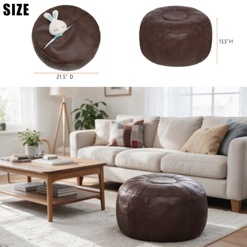 Thgonwid Unstuffed Moroccan Ottoman Pouf Cover, Ottoman Footstool Storage Solution, Bean Bag Chair, Foot Rest, Deep Coffee by Thgonwid - Used condition - Image 2