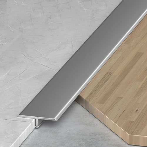 Tiras de Transición para Suelo, Tira de Umbral Perfil de Transición Aluminio anodizado, Tira Divisora para Umbral de Puerta y Huecos de Suelo de Tarimas y Baldosas(Gris,50 mmx0.9 m)