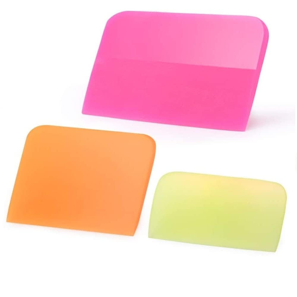 Garvee Pink, Orange, Green 3Pcs Soft Rubber Squeegee Set, Anti-Scratch Tpu Scraper For Car Ppf & Vinyl Wrap Installation, Multi-Size Silicone Smoothing Tool For Window Tinting & Cleaning