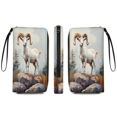 Goat Women's Wallet Wristlet Zipper Purse with Hand Strap Travel Credit Card Holder for Daily Use Gifts4