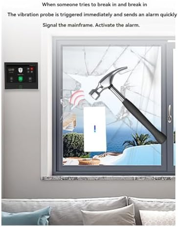 Gaicabi 3pcs 433MHz Wireless Vibration Glass Break Detector Adjustable Sensitivity Compatible withAlarm Systems B - 2