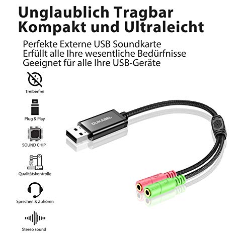DuKabel Externe USB-geluidskaart adapter voor computer, laptop en PS4, USB naar 2 x 3,5 mm jack Aux audio converter… - Image 4