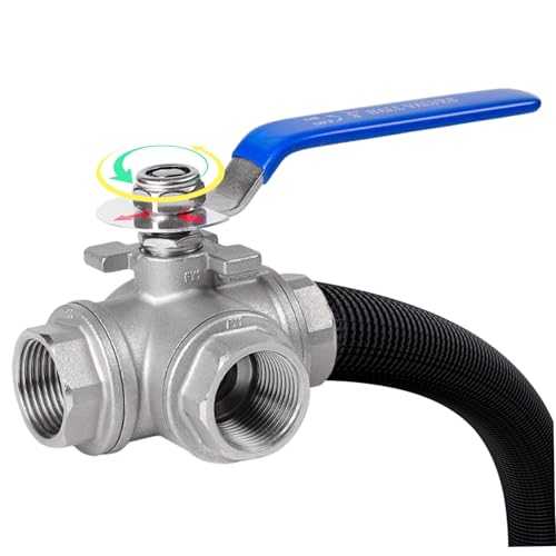 Vanne 3 voies 1 pouce en acier inoxydable avec poignée verrouillable pour tuyau gaz et eau