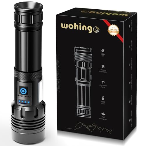 Rechargeable Flashlight 100000 High Lumens Super Bright Flashlight LED,Zoomable,IPX7...