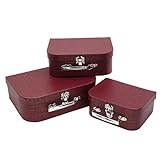 Juego de 3 cajas de carton,para guardar cositas o para empaquetar regalos. (Textil rojo)