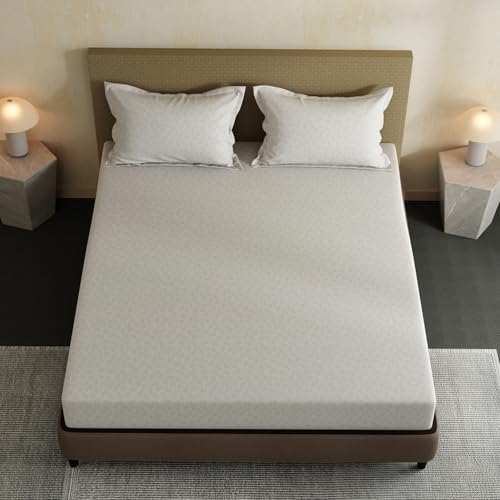 Image of Layers 100% Cotton Bedsheet for Double Size Bed | Lumina Floret Collection | 144 TC Soft & Breathable | Floral Print with 2 Pillow Covers | Wrinkle Free & Colorfast | 3 Piece Bedding Set - White