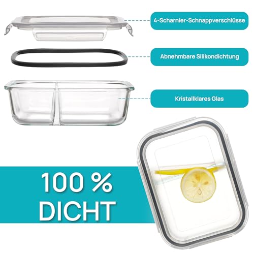 Vtopmart 5Pack 975ml Meal Prep Boxen, Glasbehälter mit Deckel, Frischhaltedosen Glas mit Deckel für Mikrowelle, Ofen, Gefrierschrank und SpüLmaschine 3