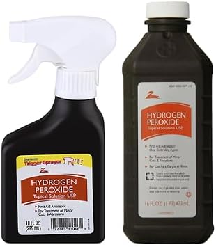 Hydrogen Peroxide First Aid Antiseptic 1-10oz Spray Bottle, 1-16oz Bottle