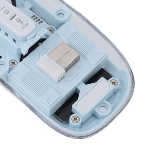 Ratón inalámbrico transparente trimodo 2.4G y bluetooth azul para computadora 7