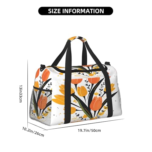 Tulip Flower Travel Duffel Bag with Strap Multi Pockets Sports Bag Handbag Large Shoulder Bag for Gym Weekend Fitness Camping2
