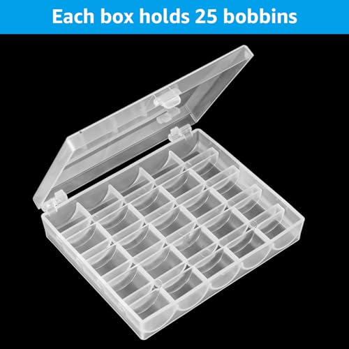 Image of LOYORTY 12PCS Plastic Empty Bobbin Storage Case, 25 Slots Bobbin Case Holder, Transparent Bobbin Organizer Storage Box, Bobbins Spools Case for Sewing Machine