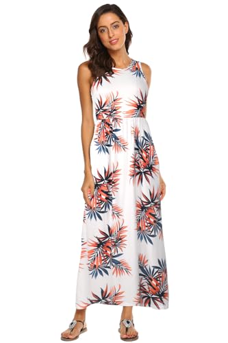 Image of Hount Women's Summer Sleeveless Striped Flowy Casual Long Maxi Dress with Pockets