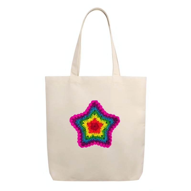 Image of Roundsun Handmade Cotton Canvas Vertical Tote Bag With Main Zipper Closure & Inner Pocket Long Handles Cross Stitching|300 GSM Cloth|Shopping /Grocery Multi-Purpose Bag