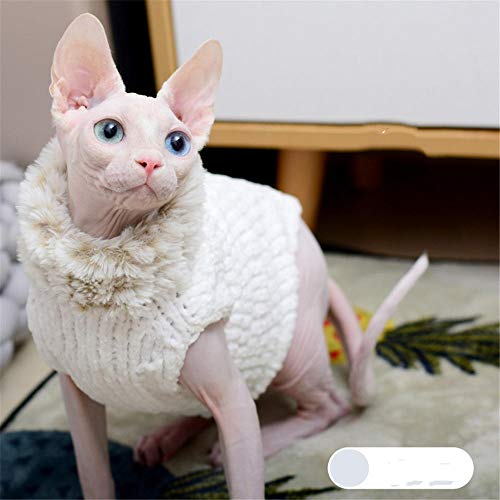 ZHIHAN Hairless Sphinx Katze handgemachte Pullover Herbst und Winter Kleidung halten L, Weiß, M Cover