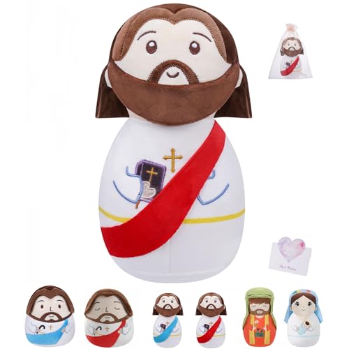 LeYoHa Jesus Plush Doll Christian Gifts - Baptism Gift for Kids, Classic Religious Savior My Friend Jesus Stuffed Doll Toys with Bible, 10 Inch
