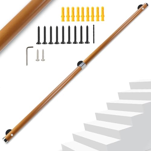 Dakzhou6.66Ft Wooden Handrail Resin Non-Slip Stair Handrail Wall Mounted Handrail Indoor Outdoor, Comfortable Barrier-Free Stair Handrail for Elderly 1.97"Round（connectors by Dakzhou - Used condition - CA$61.48