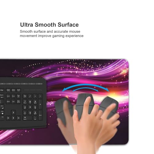 Wuleogxi Tapis de Souris XXL - 600 x 300 mm, Surface Lisse, Bords Cousus Anti-Effilochage, Base en Caoutchouc Antidérapante, Grand sous-Main de Bureau pour Clavier et Souris - [Rose & Abstrait] -L363 – vue 3