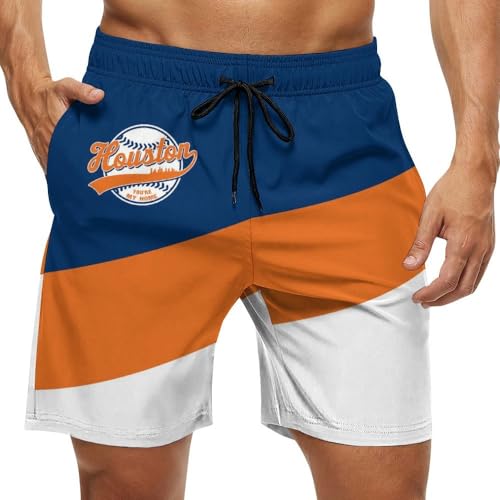 Men's Baseball Beach Shorts Casual Surf Swim Trunks Beachwear Fans Summer Quick Dry Board Shorts Pants Gifts with Pockets