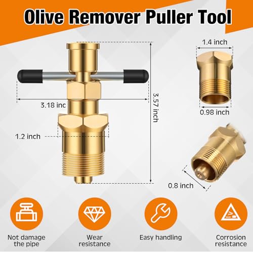 Image of 4 Pcs Angle Stop Wrench Kit Plumbing Tool, Olive Ring Removal Tool with Diameter of 1 /2 inch, 3 /4 inch, Compression Sleeve Puller for 1 /2 inch Compression Fitting, Install Angle Stop Nut(Olive,Black)