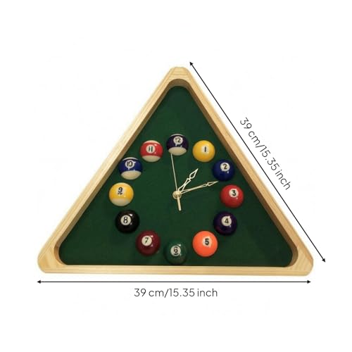 Horloge billard triangulaire en bois, le cadeau idéal pour passionnés de jeux - 4