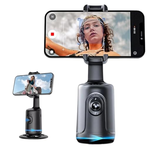 Suporte Telefone com Rastreamento Automático Rosto, Sem Necessidade Aplicativo, Rotação de 360°, Tri