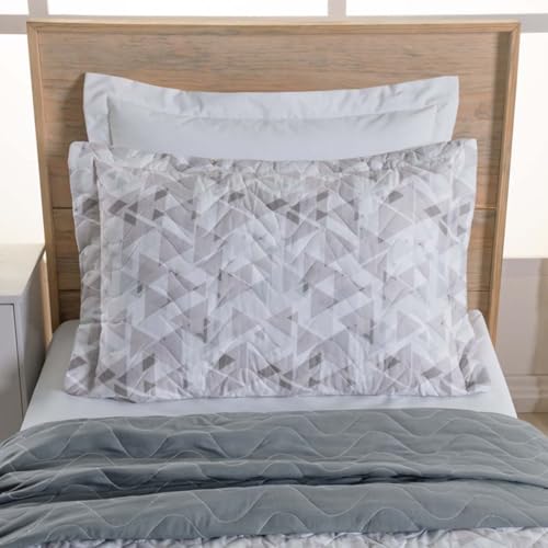 Cobre Leito Colcha Solteiro 02 Peças Hipercal 200 Fios Matelado Estamapado Colori (Alpini Grafite)