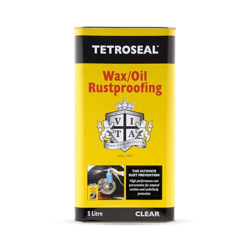 Tetroseal Wax/Oil Rustproof Clear 5L Heavy-Duty Oils Waxes & Corrosion Inhibitors Kills Rust Silicone-Free Ideal for Underbody & Internal Protection