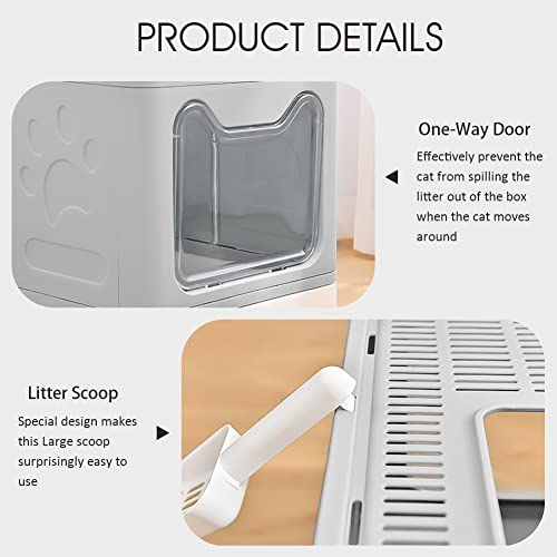 image for SEAYO Foldable Cat Litter Box with Lid, Top Entry Anti-Splashing Litte