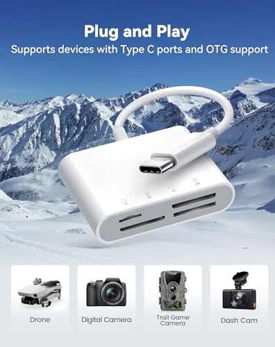 Image of USB C SD Card Reader for iPhone 15 16 /iPad /MacBook /Mac, xdgeLoad 4 Slots Type C Reader Supports SD /Micro SD /MS /XD-Picture (xD) Cards, Trail Camera Card Adapter Plug and Play