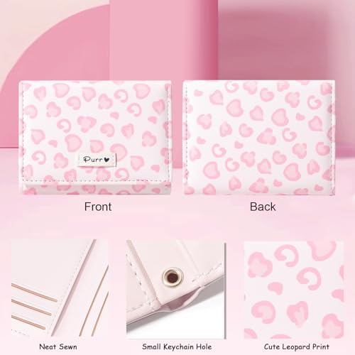 Sunwel Fashion Girls Cute Leopard Print Wallet Small Wallet Card Holder ID Window for Women (PINK LEOPARD)4