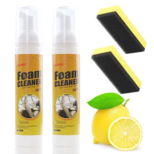Fafaawff Multi Purpose Foam Cleaner For Car, Car Magic Foam Cleaner All Purpose, Removes Odors And Stains, Lemon Scent (2Pcs 100Ml) #TOP4