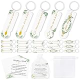 Epaing 20 Stück Acryl Einkaufswagenchip Schlüsselanhänger Set, Gastgeschenk Kommunion Deko für Junge Mädchen, Schön Dass Du Da Bist, Eukalyptus Einkaufschip Taufe Geschenk für Kommunion Konfirmation