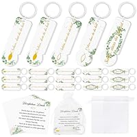 Epaing 20 Stück Acryl Einkaufswagenchip Schlüsselanhänger Set, Gastgeschenk Kommunion Deko für Junge Mädchen, Schön Dass Du Da Bist, Eukalyptus Einkaufschip Taufe Geschenk für Kommunion Konfirmation