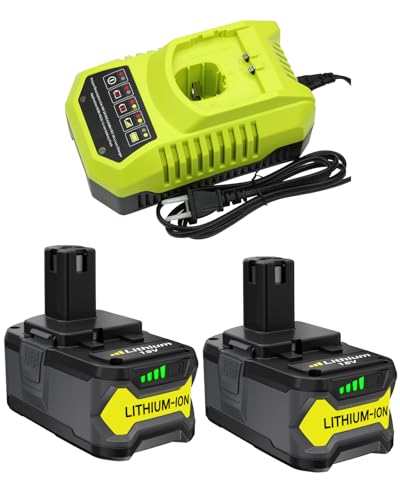 Image of 2Pack 8.0Ah Replacement for Ryobi 18V Battery and P117 Charger Combo