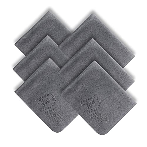 BISS INTL Suede Microfiber Cleaning Cloths for Glasses 6-Pack (Gray) - All-Purpose Soft Cloth, Scratch Free, Streak Free, Cleans Glasses, Screens for iPhone, iPad, Laptops, TV Screens [6" x 7"]
