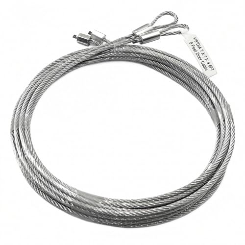 Heavy Duty Garage Door Torsion Spring Cable, 9.6 ft x 1/8" Spring Wire Rope, Galvanized Spring Cable Replacement, Fits 8ft Garage Doors (2 Pack)
