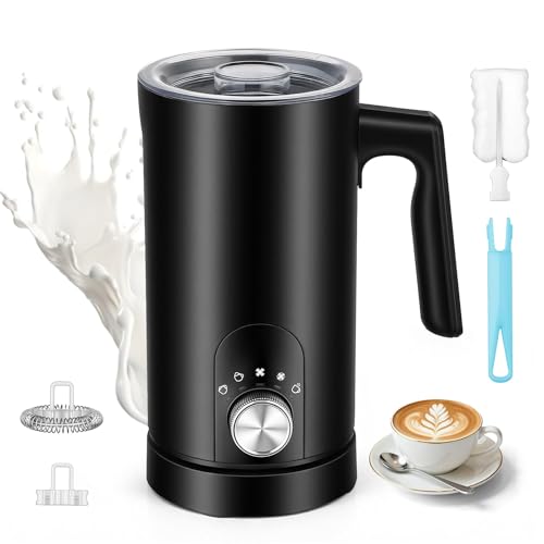 ERWEY Mousseur à lait électrique 5 en 1, mousseur à lait automatique 350 ml pour mousse de lait chaude ou froide avec revêtement antiadhésif, commande à un clic pour chocolat, cappuccino, noir