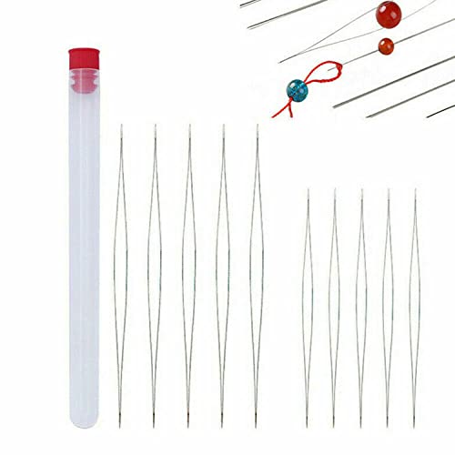 Yotsuba 10PC Big Eye Beading Needles Set, Stainless Steel Easy Threading Needles for Jewelry Making, Beading Needles for Seed Beads, Bracelet, Necklace, DIY Crafts, with Storage Bottle