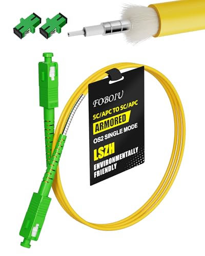 Foboiu SC/APC to SC/APC Single Mode Simplex Fiber Optic Internet Cable Armored 15M (49ft), OS2 LSZH Fiber Optic Cable Internet Compatible with CATV, FTTH, FTTB, and FTTP Systems Yellow
