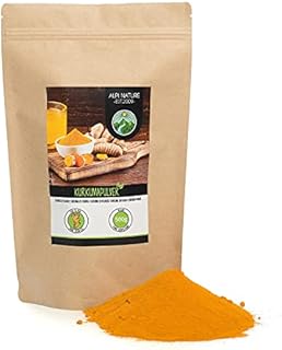 Kurkuma w proszku (500 g), 100% naturalny kurkuma w proszku, korzeń kurkumy delikatnie suszony i mielony, naturalny, bez dodatków, wegański