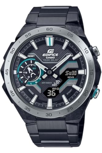 Casio Men Watch EDIFICE WINDFLOW Analog Mobile link Solar Power Black Dial Stainless Steel Band ECB-2200DD-1ADF.