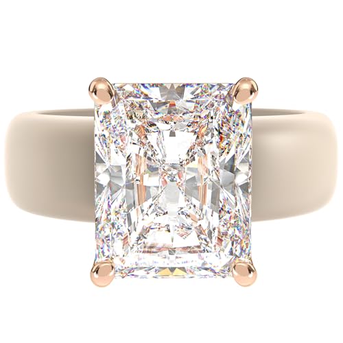 Rinfit Silicone Ring with Stone - Emerald Cut Cubic Zirconia Solitaire Engagement Ring for Women - Rubber Wedding Bands - Nude/Rose Gold - Size 6