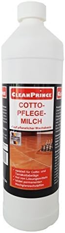 CleanPrince1 Liter Cotto Pflegemilch Terracotta Terracotta Natural Stone Terrakottaplatten Terrakottafliesen Tone Tiles Finish Wax on Base Natural Waxes Cleaner Cleaning Agent Gloss Polishing