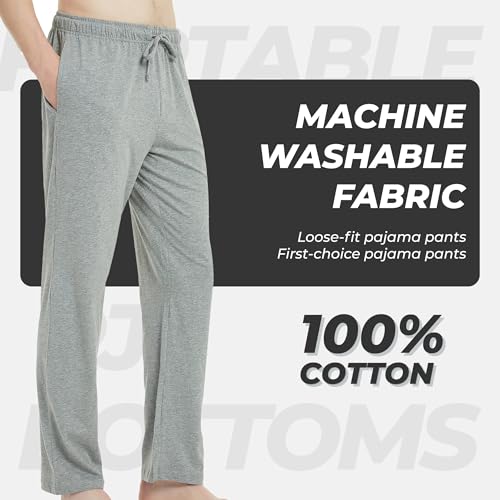 Image of U2SKIIN 2 Pack Men Cotton Pajama Pants Soft Lightweight Pj Bottoms | Lounge Pant with Pockets and Button Fly, Breathable Sleep Pants, Year-Round Comfort, Classic Fit