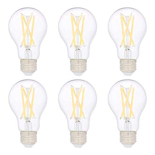 AmazonBasics 75W Equivalent, Clear, Soft White, Non-Dimmable, 10,000 Hour Lifetime, A19 LED Light
