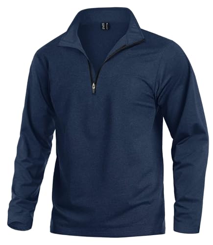 KEFITEVD Fleece Pullover Herren Atmungsaktiv Langarm Trainingsshirt Half...